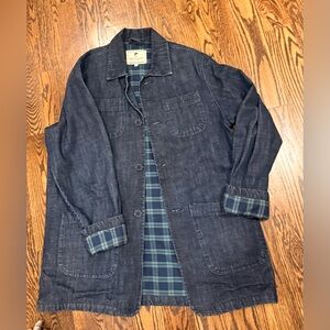 Men's Denim Jacket with Plaid Lining